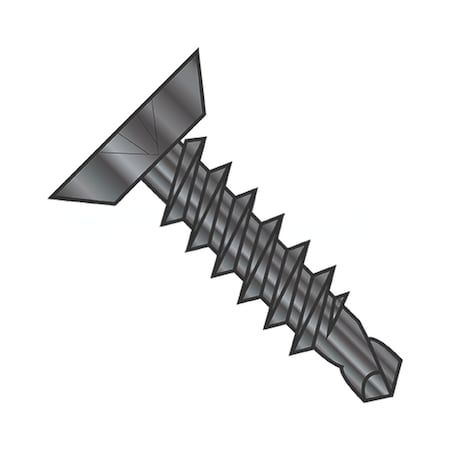 Usa Industrials Self-Drilling Screw, #12-14 x 3/4 in, Zinc Black Steel Flat Head Phillips Drive BULK-SCRW-12546